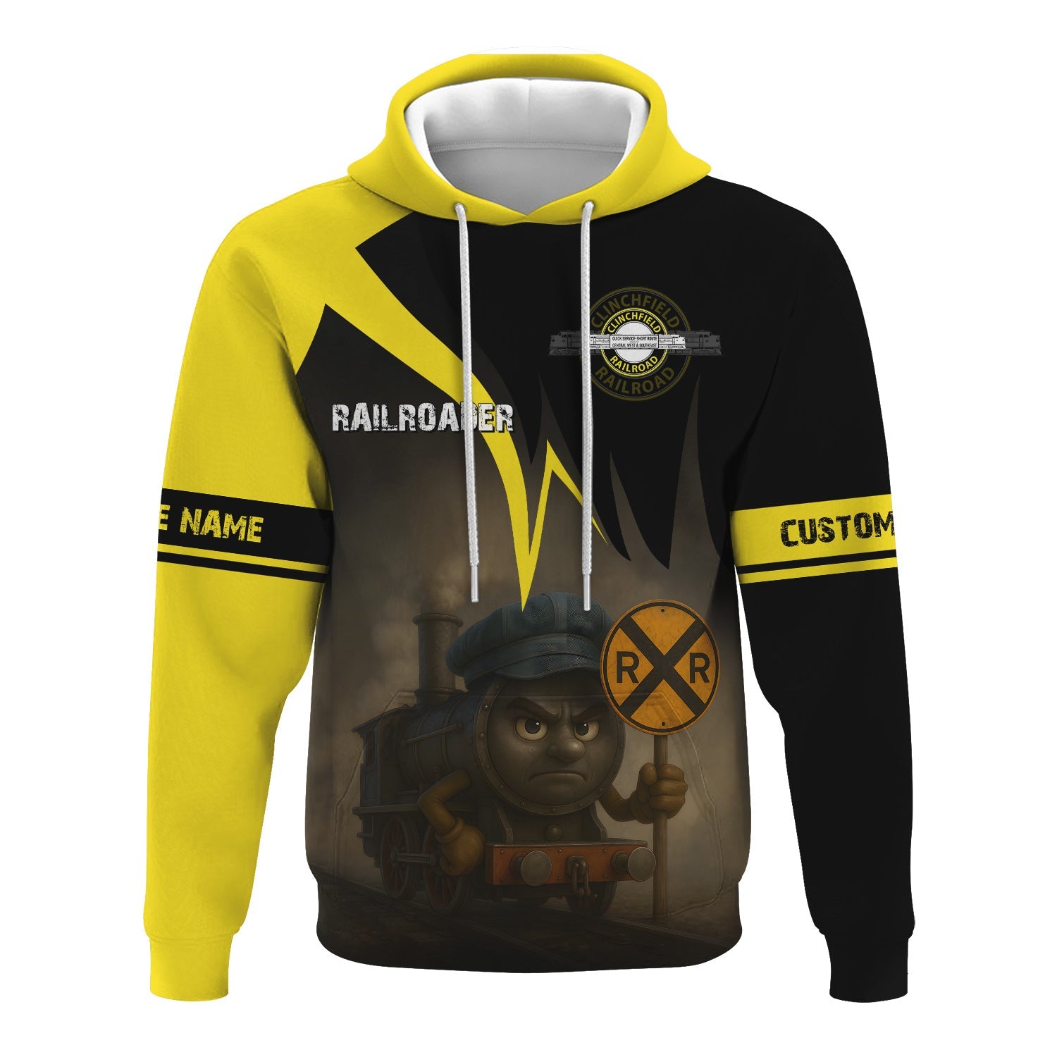 Railspirit Personalized Clinchfield Railroad Hoodie Angry Train Hoodie Gift Idea For Train Lover