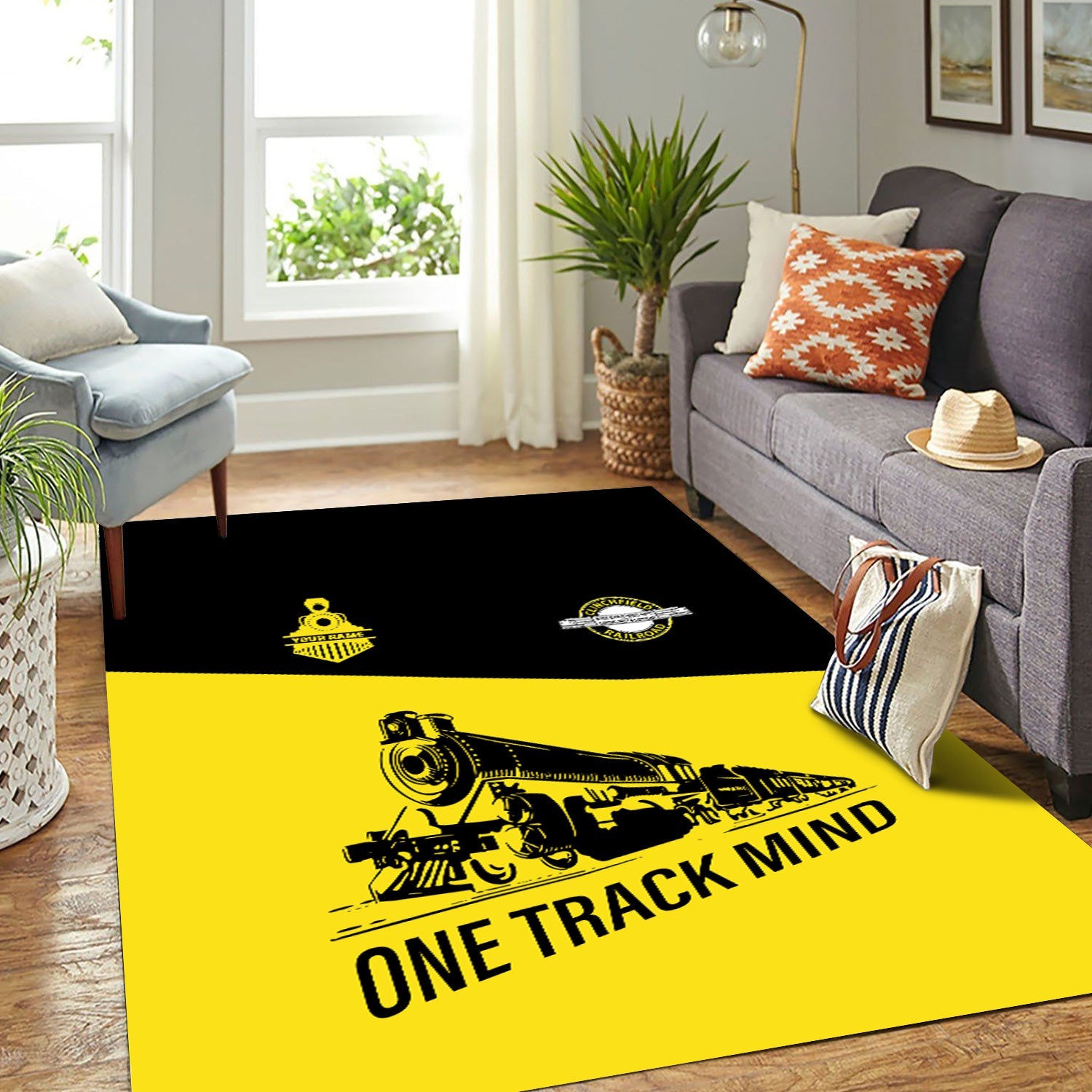Railspirit Personalized Clinchfield Railroad Area Rug One Track Mind Train Rug Gift Idea For Train Lover