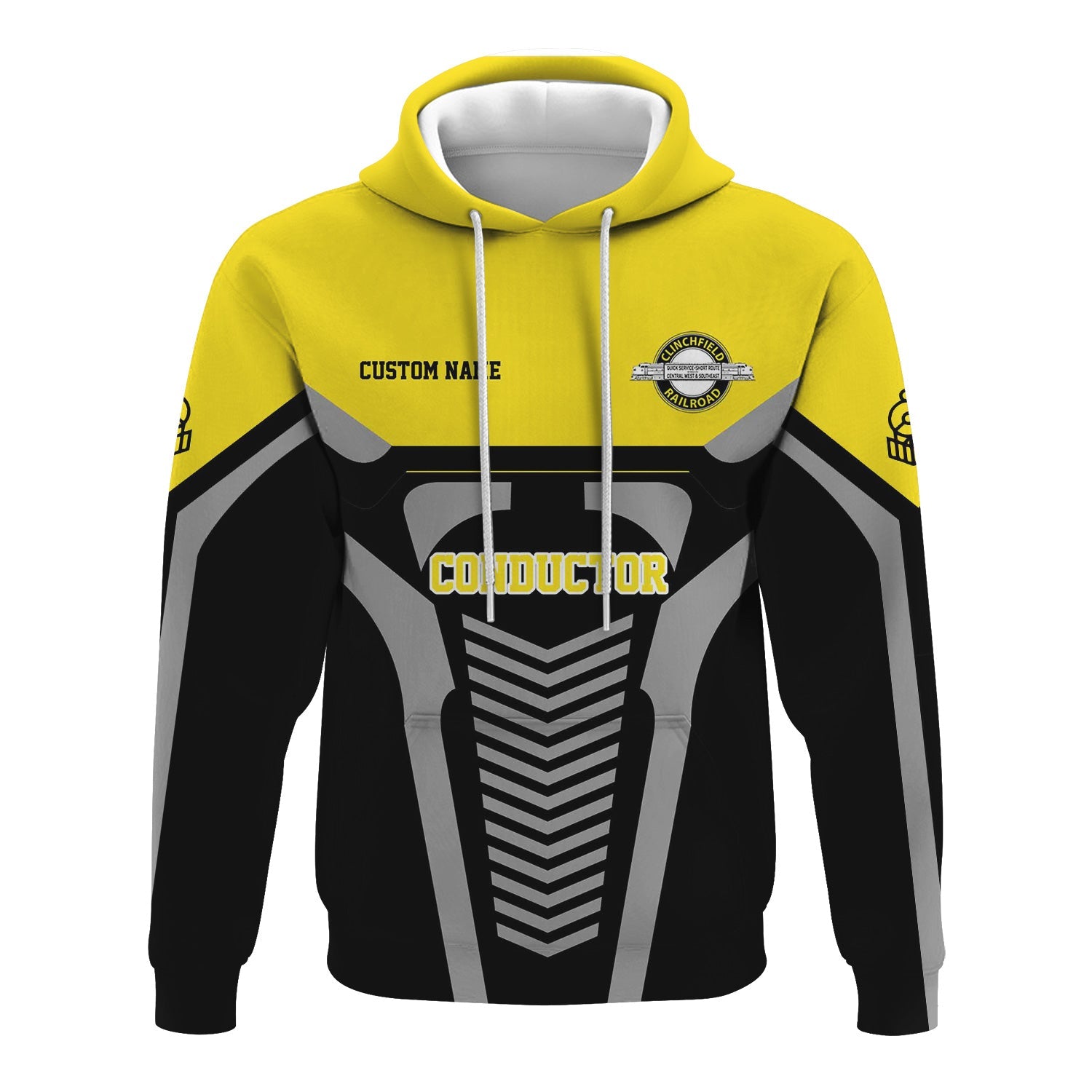 Railspirit Personalized Clinchfield Railroad Hoodie Track-Inspired with Custom Job Position Train Zip Up Hoodie