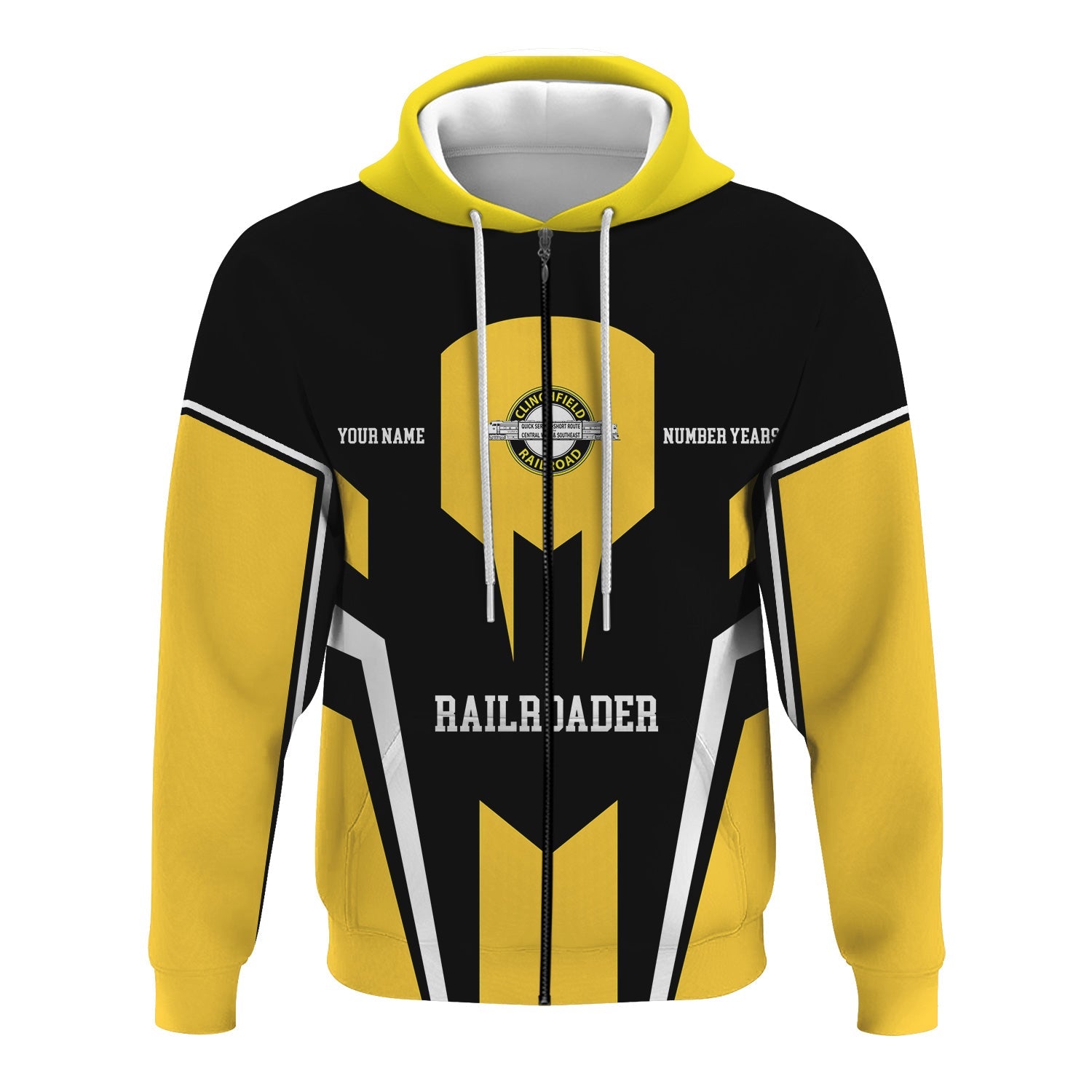 Railspirit Personalized Clinchfield Railroad Hoodie Custom Year Railroader Zip Up Hoodie Gift Idea For Train Lover