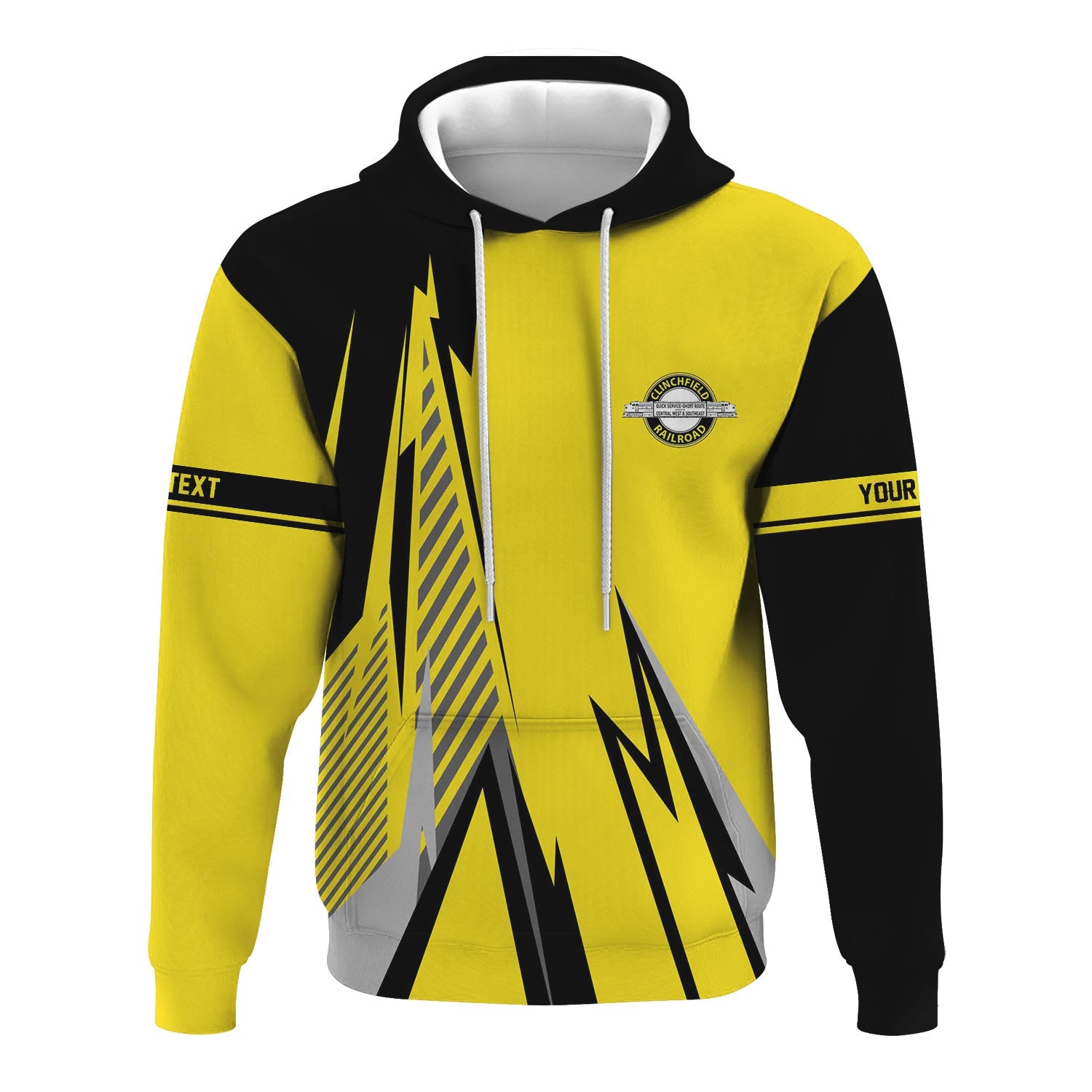 Railspirit Personalized Clinchfield Railroad Hoodie Lightning-Inspired Railway Style Zip Up Hoodie For Train Lovers