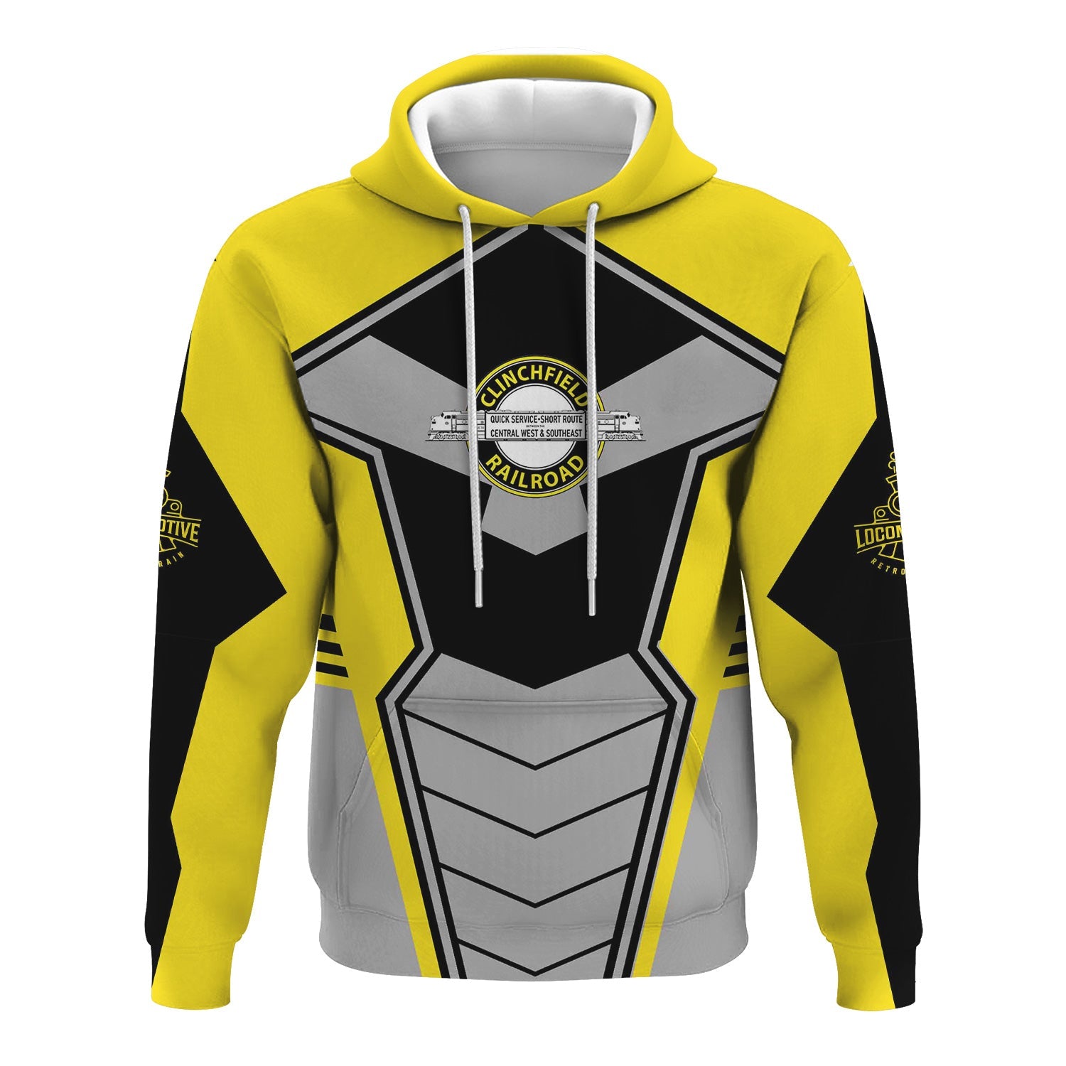 Railspirit Personalized Clinchfield Railroad Hoodie Engine-Inspired Style Train Zip Up Hoodie for Railroad Fanatic