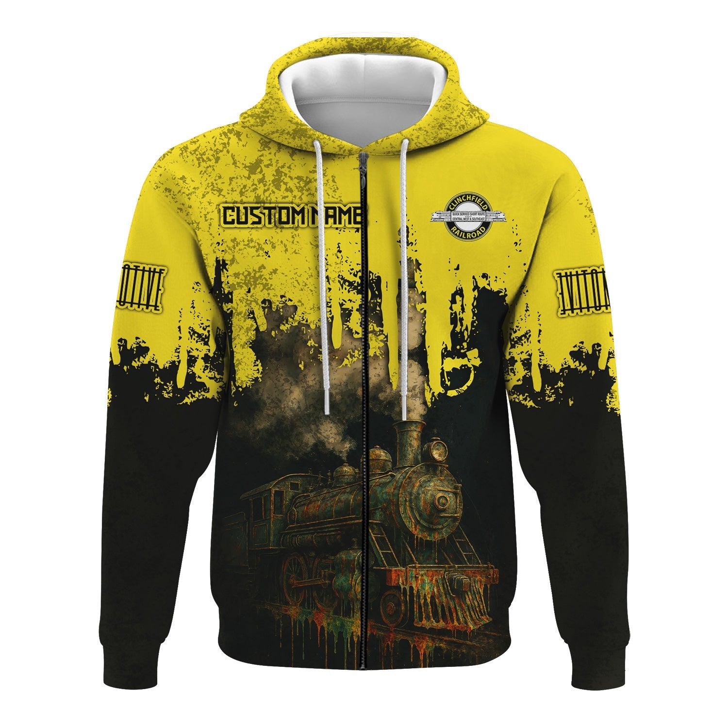 Railspirit Personalized Clinchfield Railroad Hoodie Vintage Train Art Style Zip Up Hoodie For Locomotive Fans