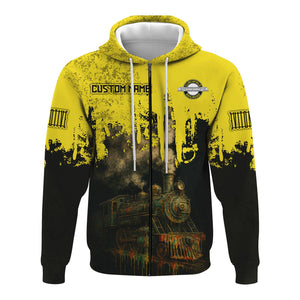 Railspirit Personalized Clinchfield Railroad Hoodie Vintage Train Art Style Zip Up Hoodie For Locomotive Fans