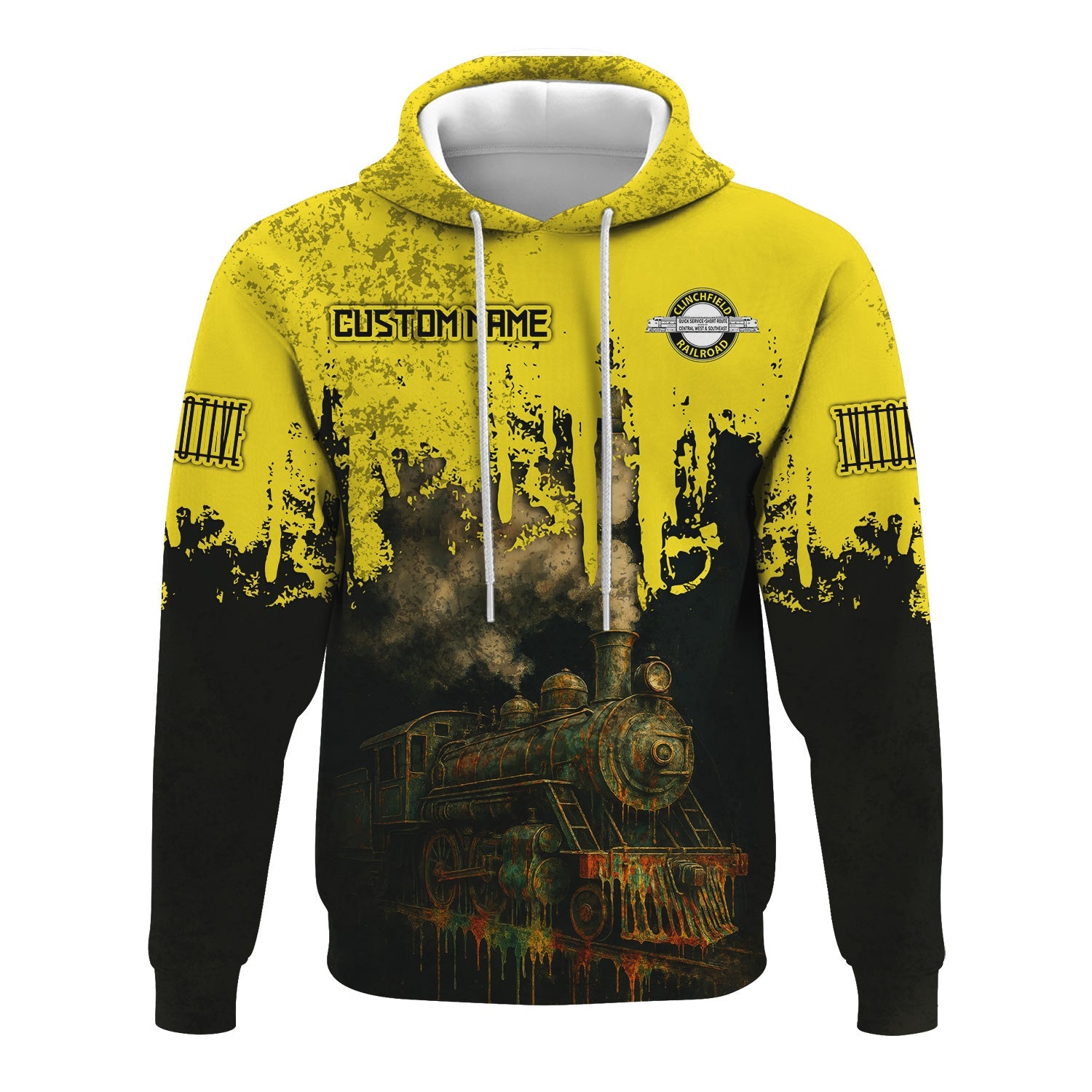 Railspirit Personalized Clinchfield Railroad Hoodie Vintage Train Art Style Zip Up Hoodie For Locomotive Fans