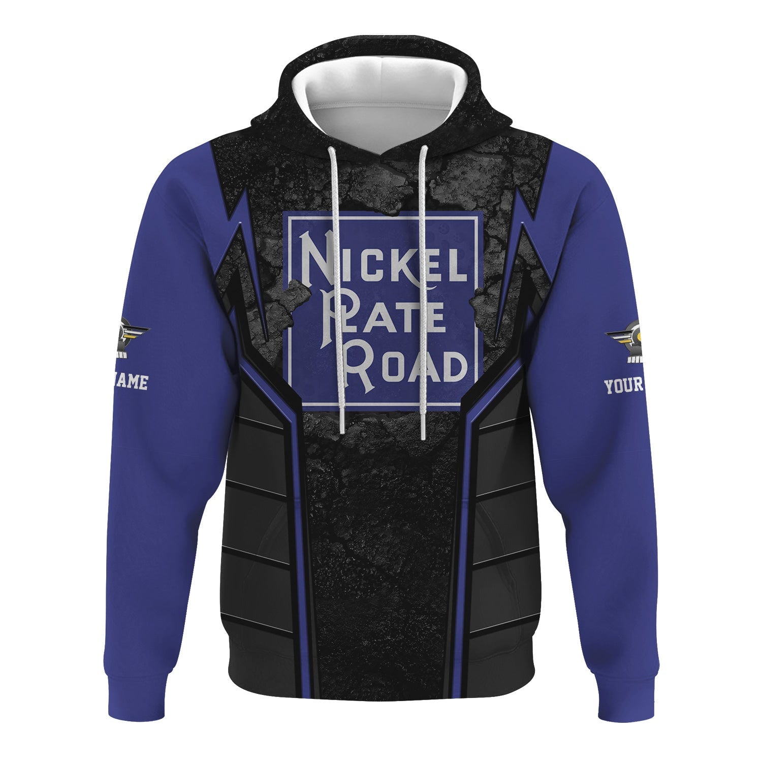 Railspirit Personalized New York, Chicago and St. Louis Railroad Hoodie Cracked Metal Design Nickel Plate Road Train Zip Up Hoodie