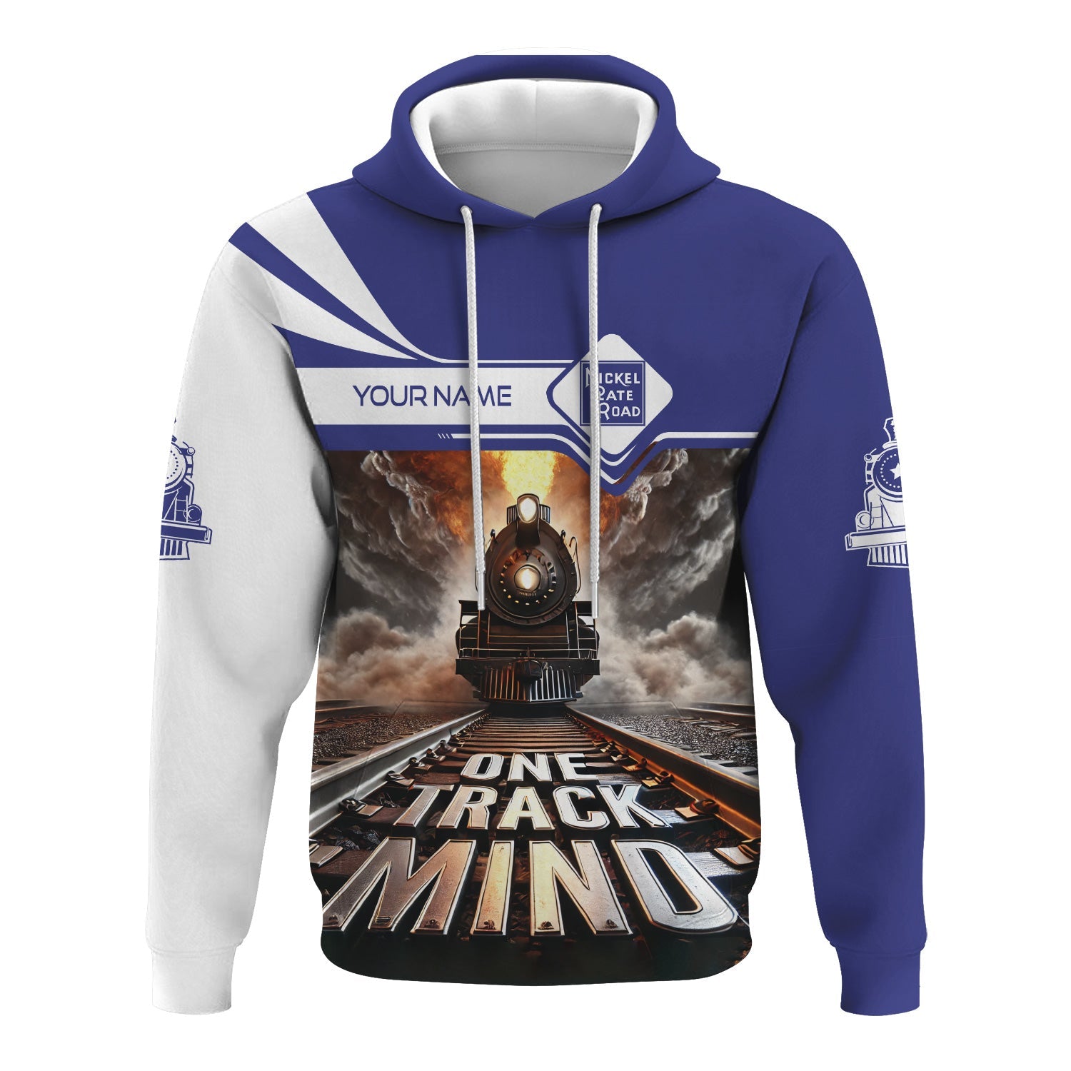 Railspirit Personalized New York, Chicago and St. Louis Railroad Hoodie One Track Mind Nickel Plate Road Train Printed ZIp Up Hoodie