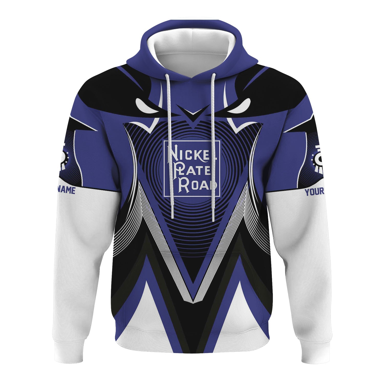 Railspirit Personalized New York, Chicago and St. Louis Railroad Hoodie Vibrant Graphic Pattern Nickel Plate Road Zip Up Hoodie For Train Enthusiasts