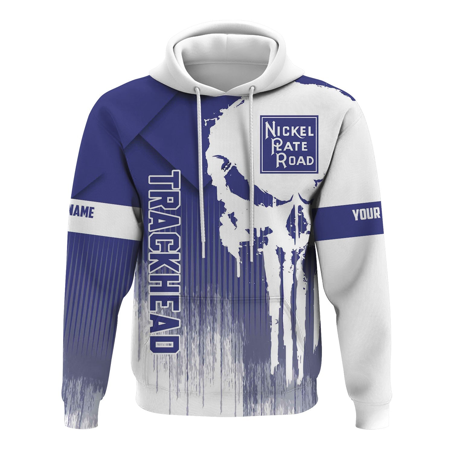 Railspirit Personalized New York, Chicago and St. Louis Railroad Hoodie Skull Design with Custom Job Nickel Plate Road Train Zip Up Hoodie