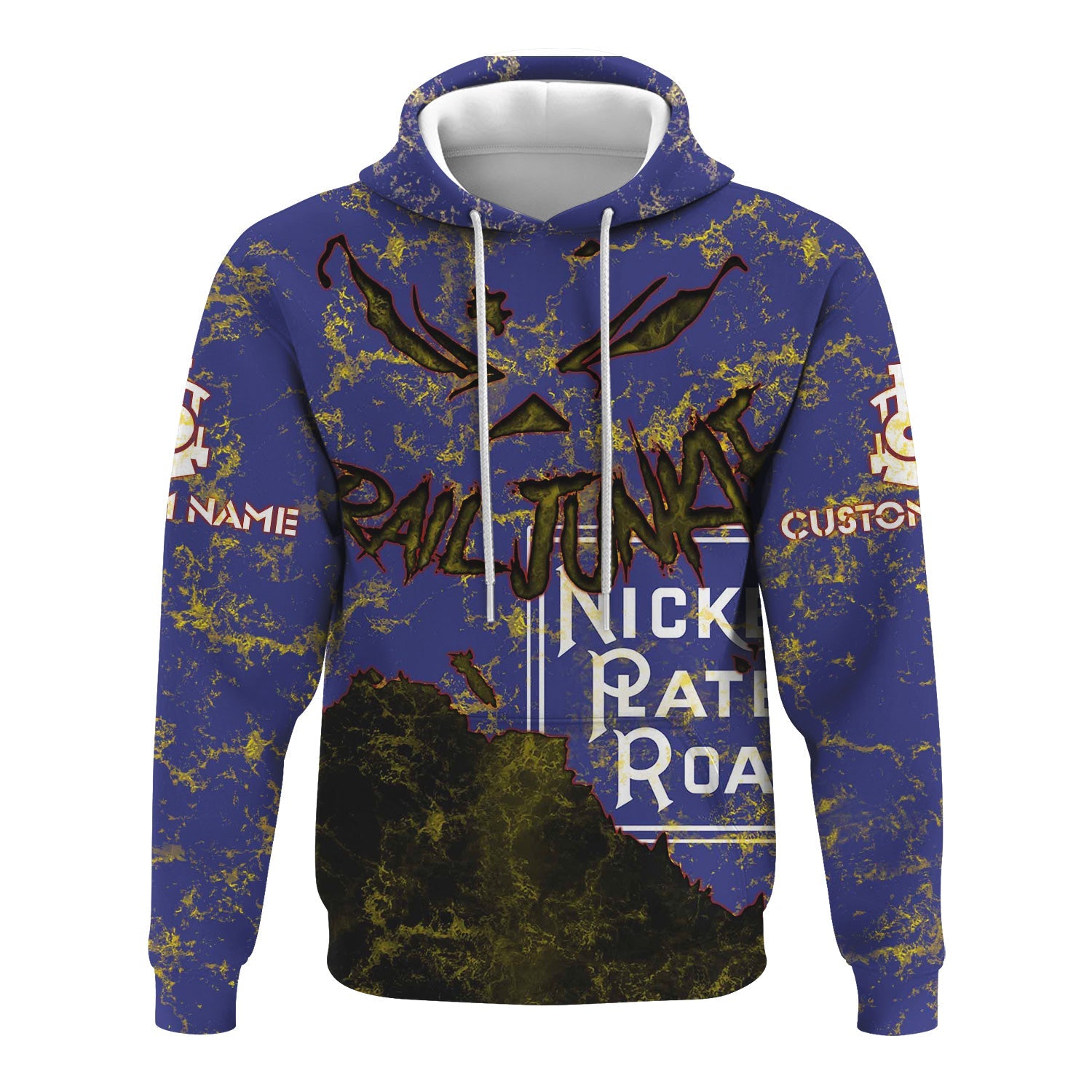 Railspirit Personalized New York, Chicago and St. Louis Railroad Hoodie Torn Graphic Style Nickel Plate Road Train Zip Up Hoodie For Rail Junkie