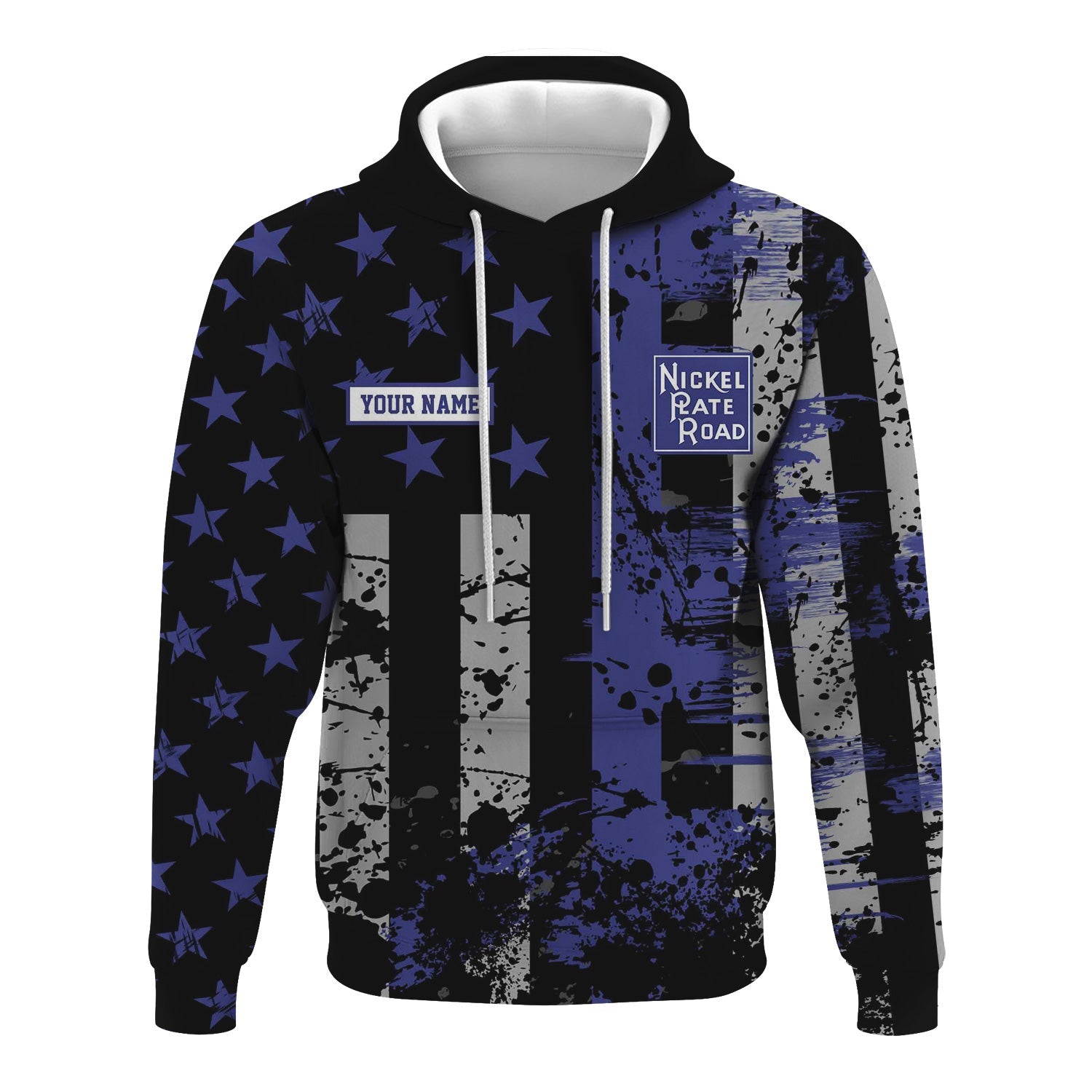 Railspirit Personalized New York, Chicago and St. Louis Railroad Hoodie Artistic Paint American Flag Style Nickel Plate Road Train Zip Up Hoodie