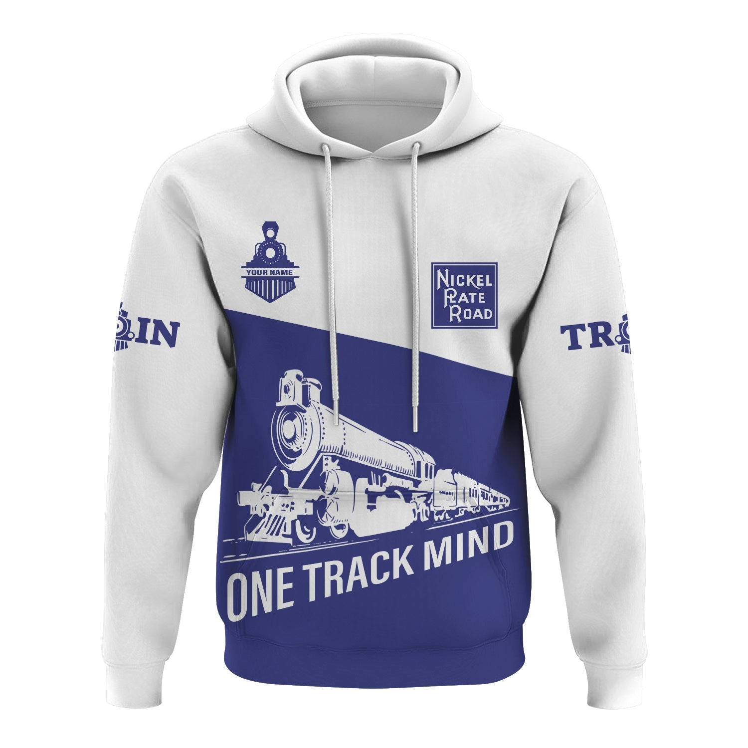 Railspirit Custom Name New York, Chicago and St. Louis Railroad Hoodie One Track Mind Nickel Plate Road Printed Zip Hoodie