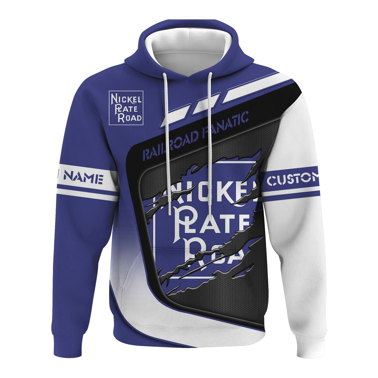 Railspirit Personalized New York, Chicago and St. Louis Railroad Hoodie Ripped Texture Style Nickel Plate Road Train Zip Up Hoodie
