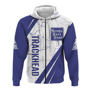 Railspirit Personalized New York, Chicago and St. Louis Railroad Hoodie Crackle Texture Style Nickel Plate Road Train Zip Up Hoodie For Trackhead
