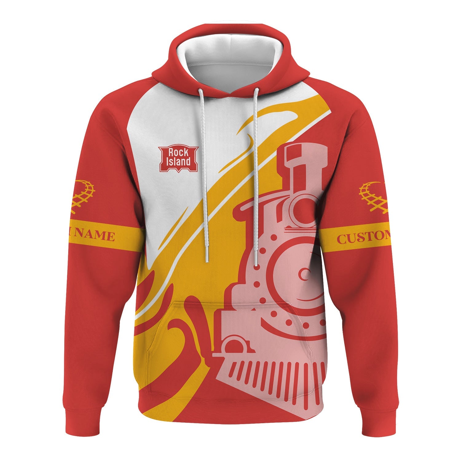 Railspirit Personalized Chicago, Rock Island and Pacific Railroad Hoodie Flame-Inspired Style Rock Island Railroad Zip Up Hoodie