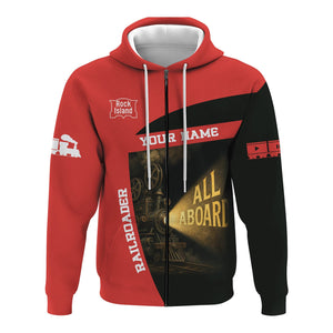 Railspirit Personalized Chicago, Rock Island and Pacific Railroad Hoodie All Aboard Steam Train Movie Projector Style Rock Island Railroad Zip Up Hoodie