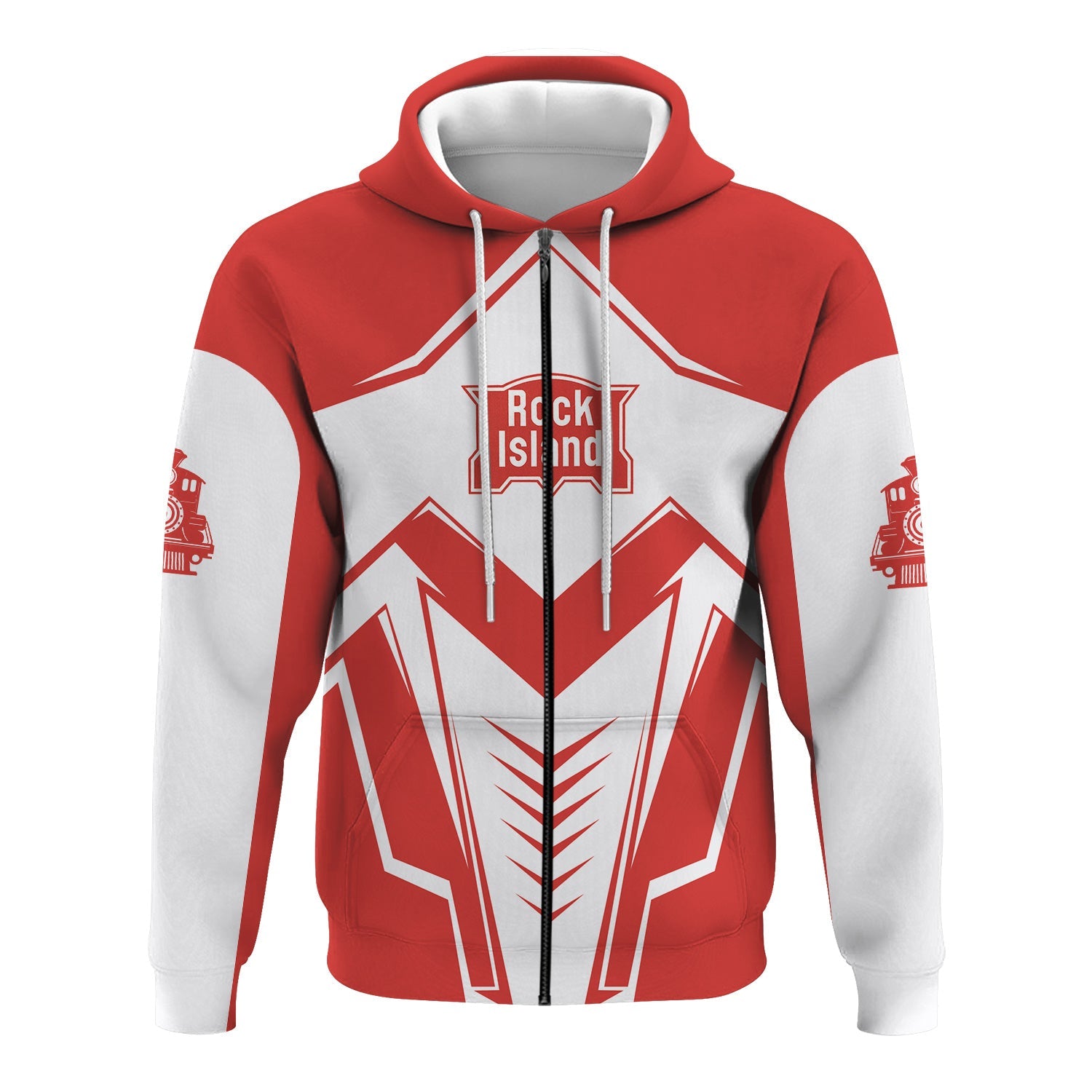 Railspirit Personalized Chicago, Rock Island and Pacific Railroad Hoodie Railway Trainspotter Style Rock Island Railroad Zip Up Hoodie