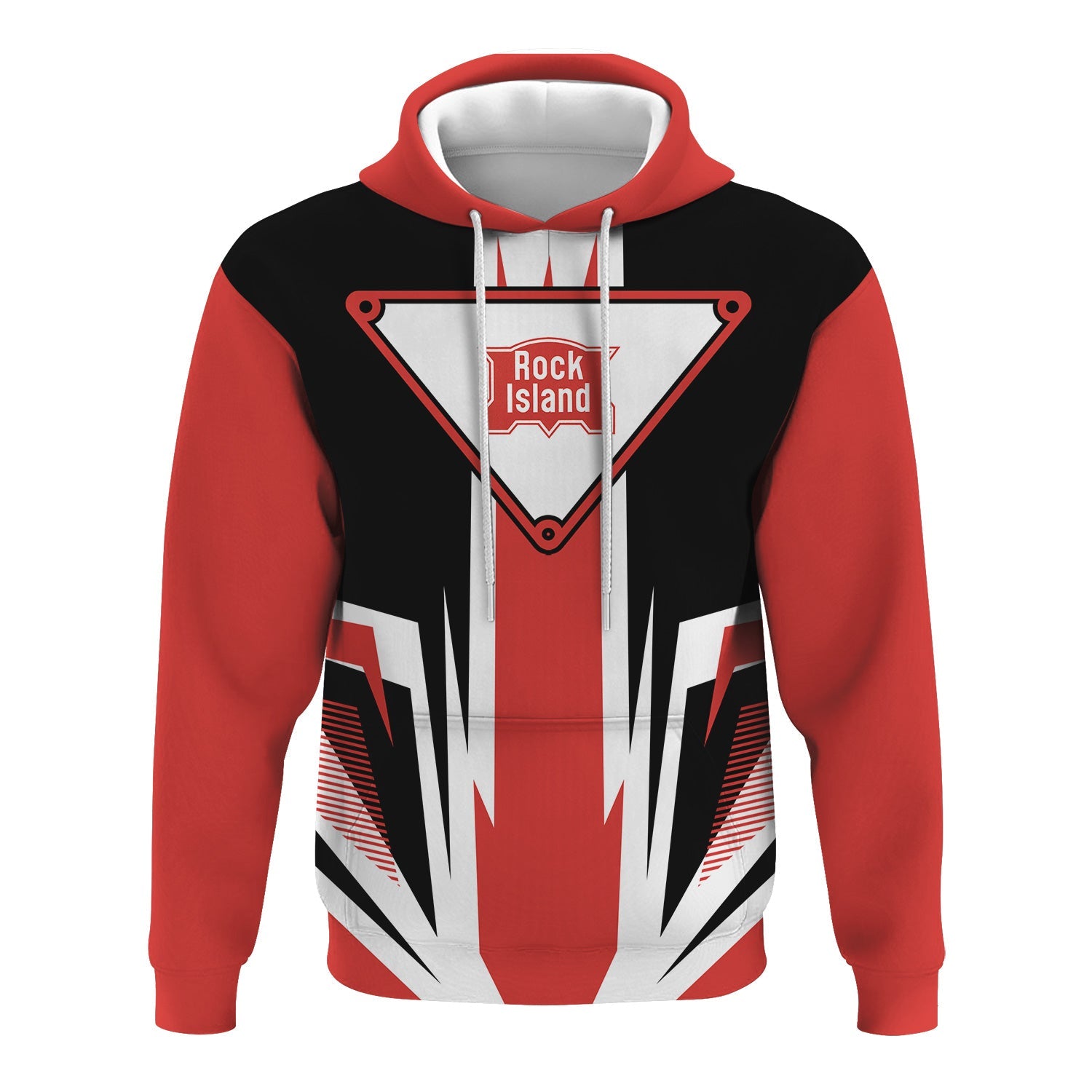 Railspirit Chicago, Rock Island and Pacific Railroad Hoodie Bold Graphic Style Rock Island Railroad All Over Printed Zip Up Hoodie