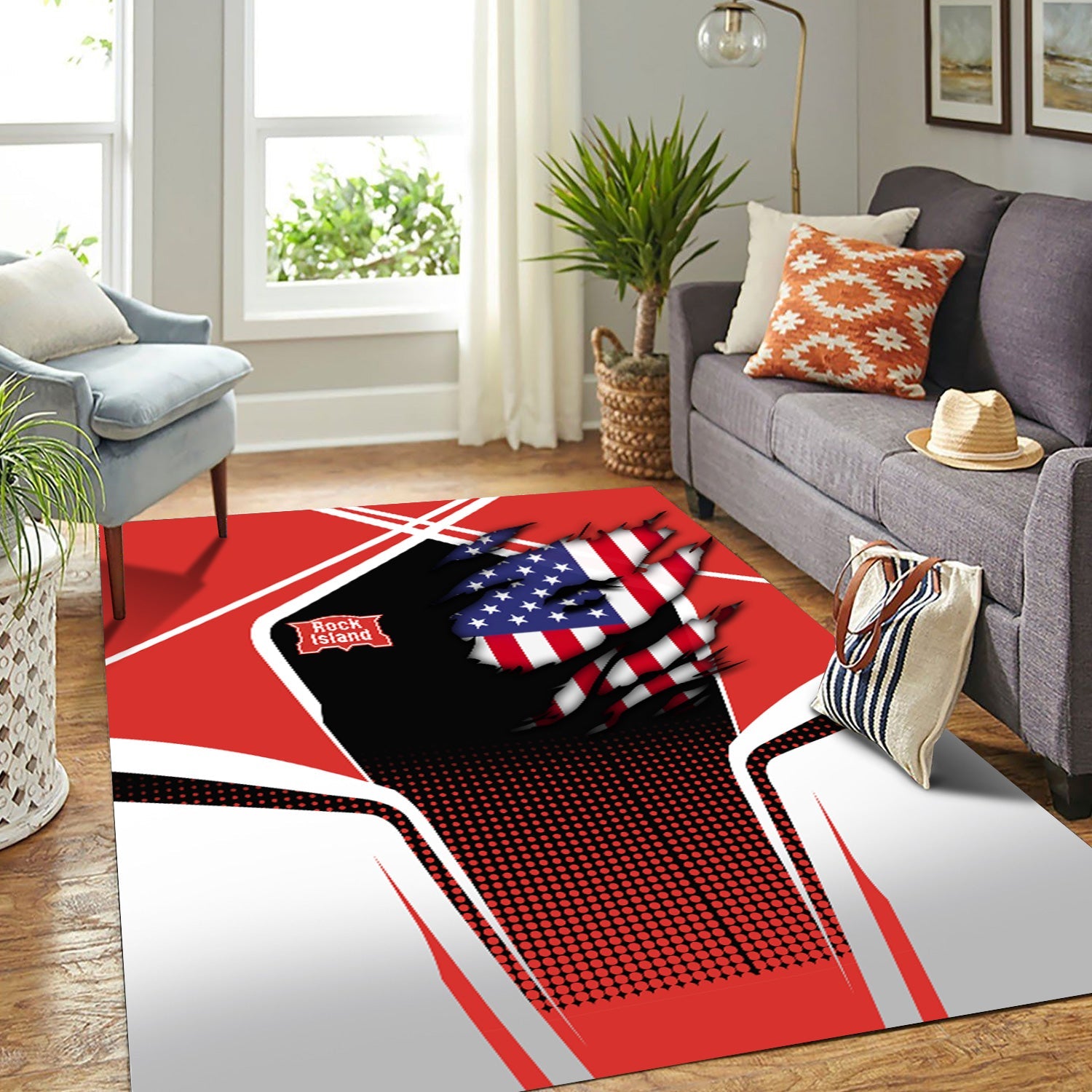 Railspirit Personalized Chicago, Rock Island and Pacific Railroad Area Rug American Eagle Vintage Train Rock Island Railroad Rug