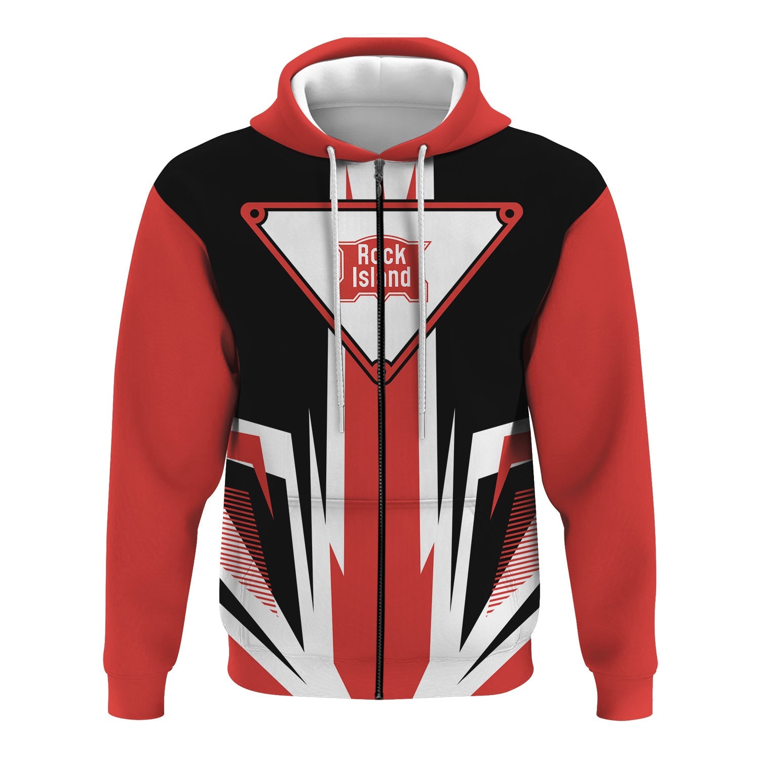 Railspirit Chicago, Rock Island and Pacific Railroad Hoodie Bold Graphic Style Rock Island Railroad All Over Printed Zip Up Hoodie