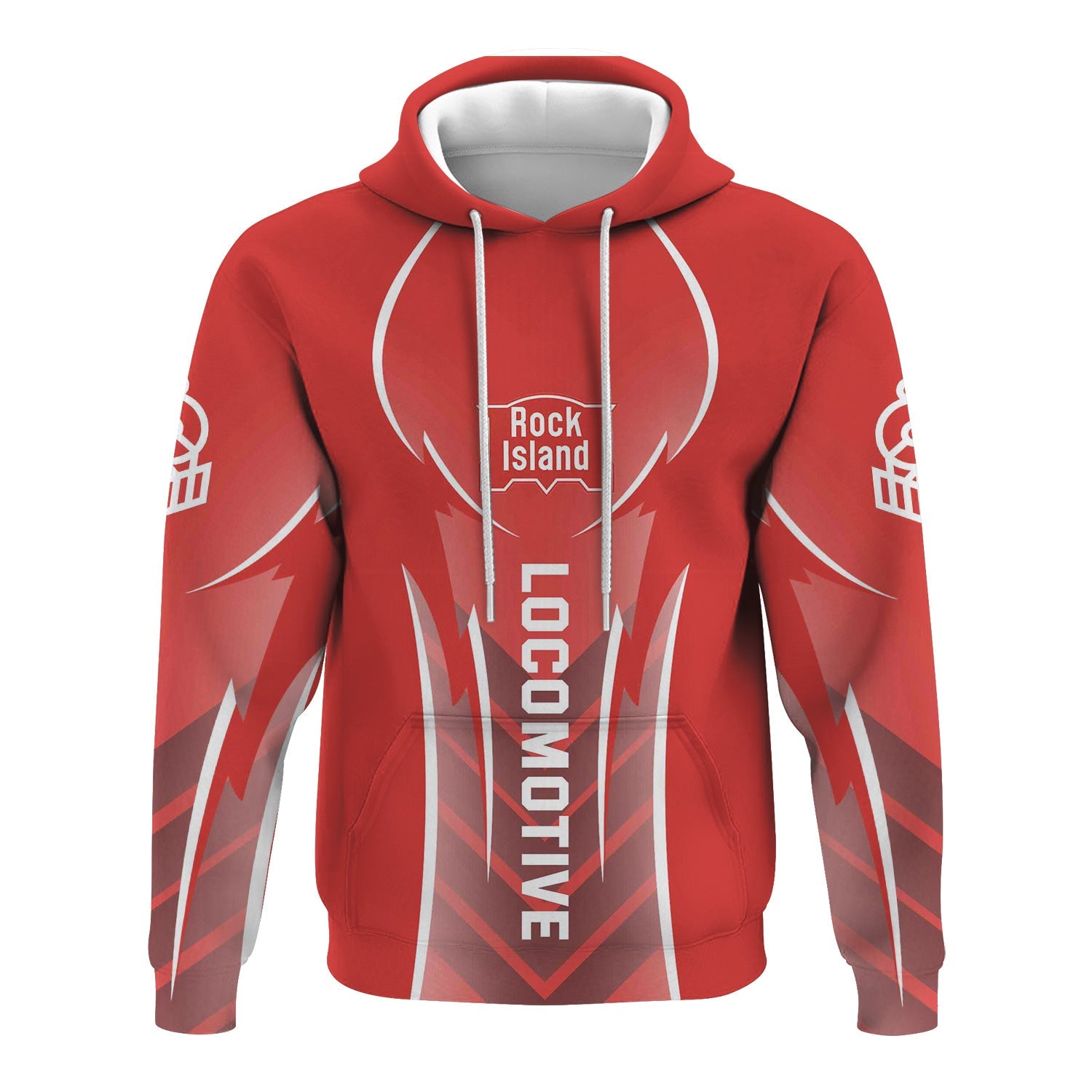 Railspirit Personalized Chicago, Rock Island and Pacific Railroad Hoodie Striking Line Rock Island Railroad Train Zip Up Hoodie For Locomotive Lovers