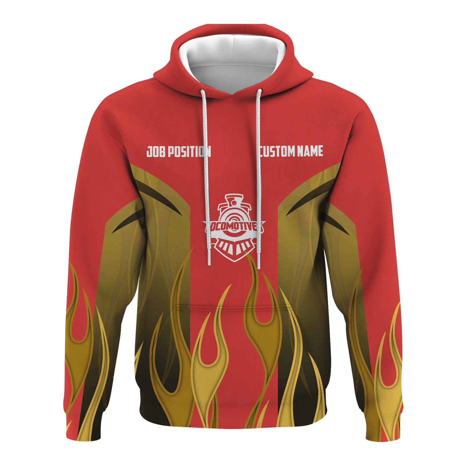 Railspirit Custom Name and Job Title Chicago, Rock Island and Pacific Railroad Hoodie Flame Graphic Rock Island Railroad Train Zip Up Hoodie