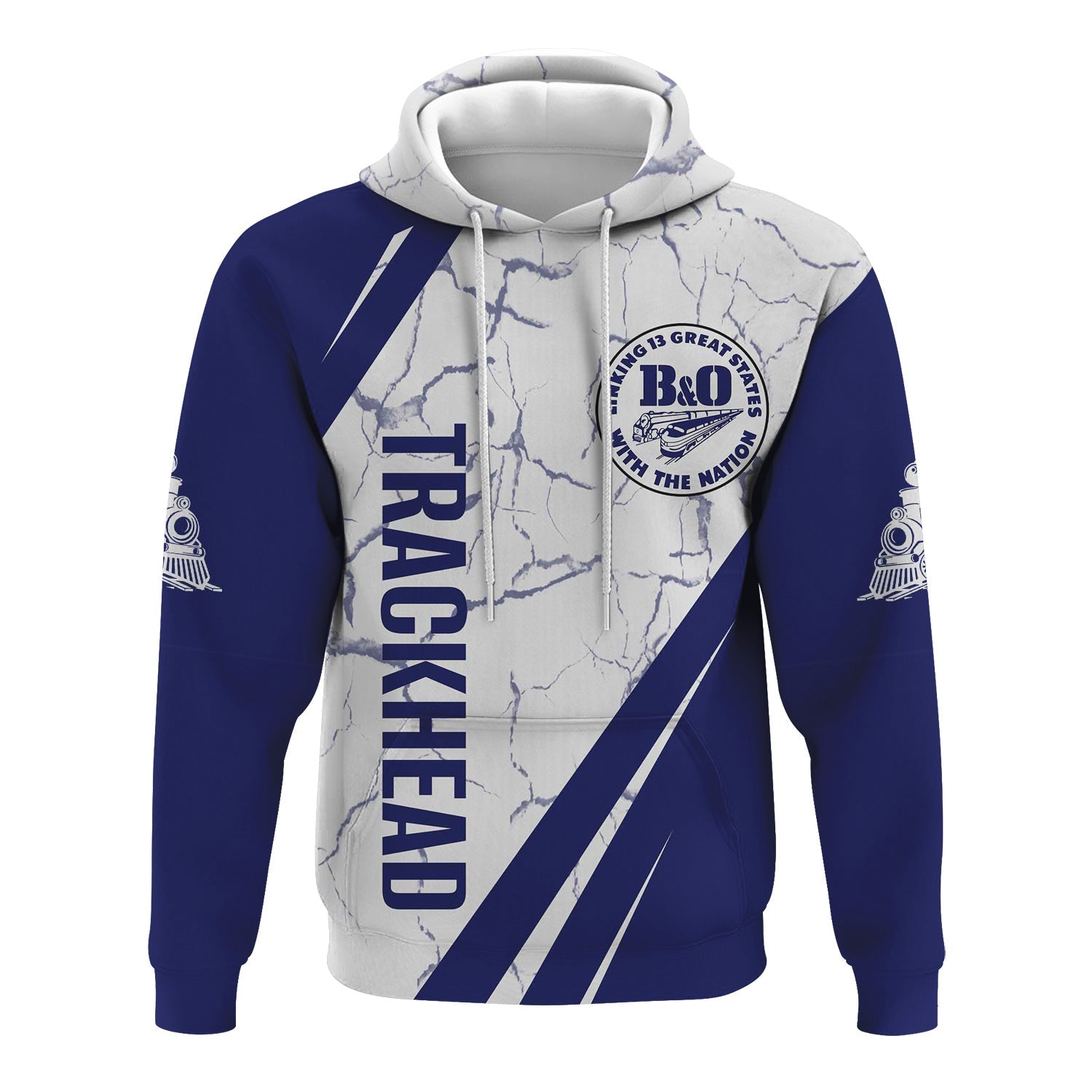 Railspirit Personalized B&O Great States Railroad Hoodie Crackle Texture Style Train Zip Up Hoodie For Trackhead