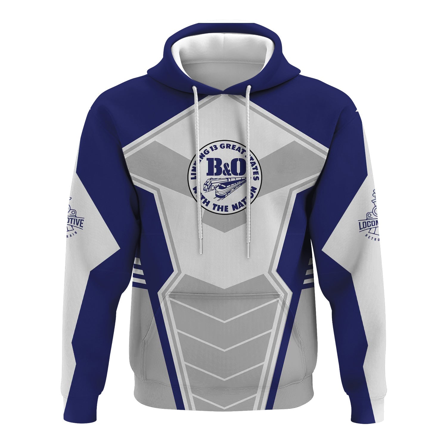 Railspirit Personalized B&O Great States Railroad Hoodie Engine-Inspired Style Train Zip Up Hoodie for Railroad Fanatic