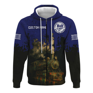 Railspirit Personalized B&O Great States Railroad Hoodie Vintage Train Art Style Zip Up Hoodie For Locomotive Fans