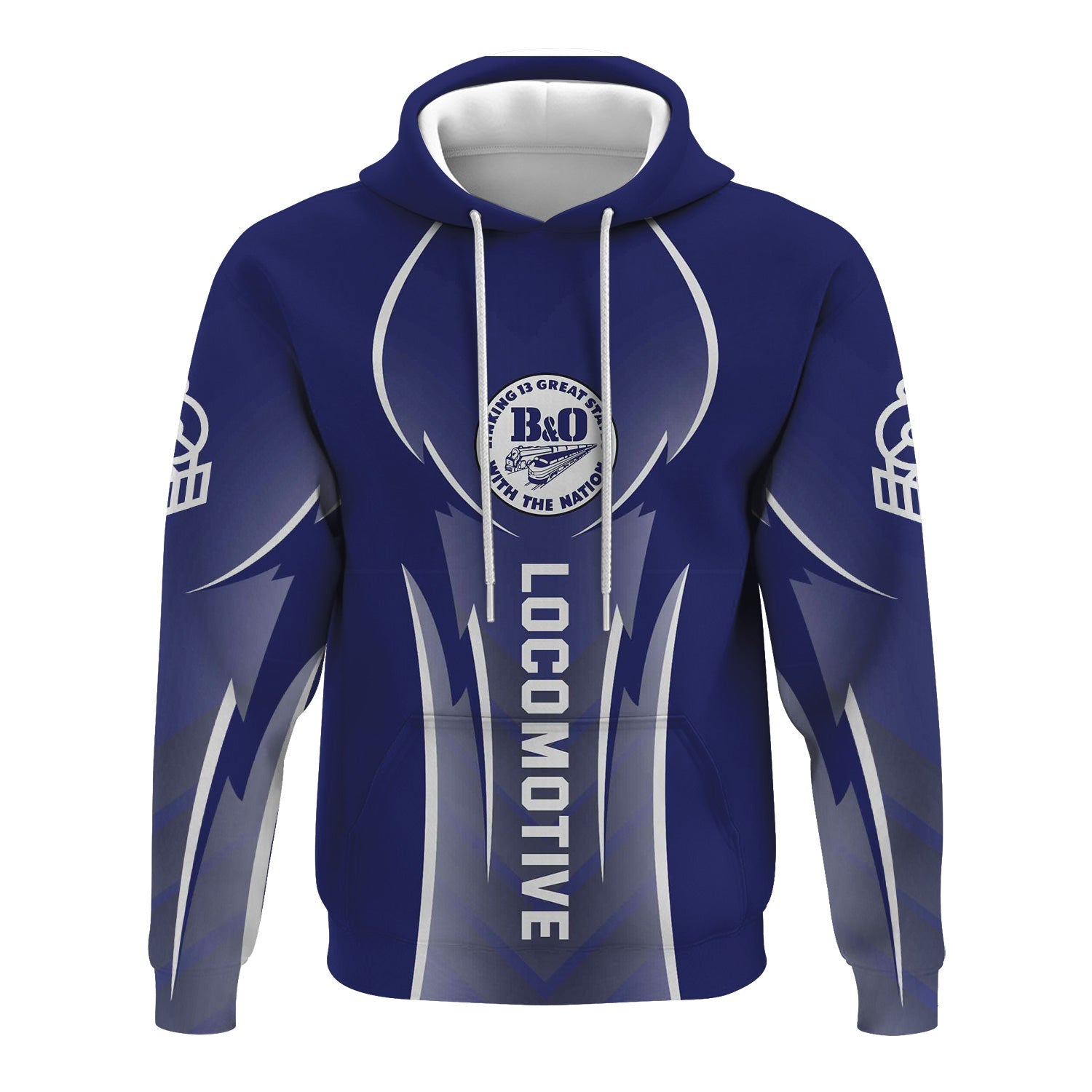 Railspirit Personalized B&O Great States Railroad Hoodie Striking Line Style Train Zip Up Hoodie For Locomotive Lovers