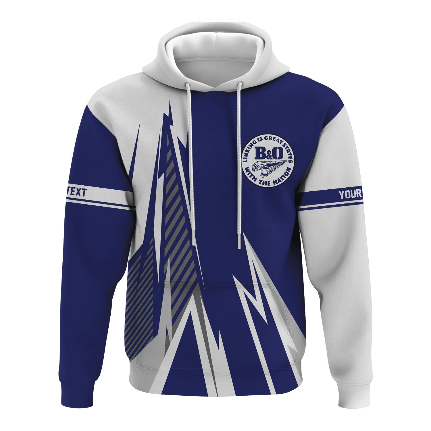 Railspirit Personalized B&O Great States Railroad Hoodie Lightning-Inspired Railway Style Zip Up Hoodie For Train Lovers