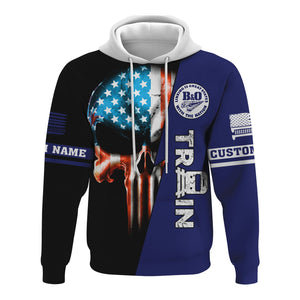 Railspirit Personalized B&O Great States Railroad Hoodie Train Skull American Flag Zip Up Hoodie All Over Print