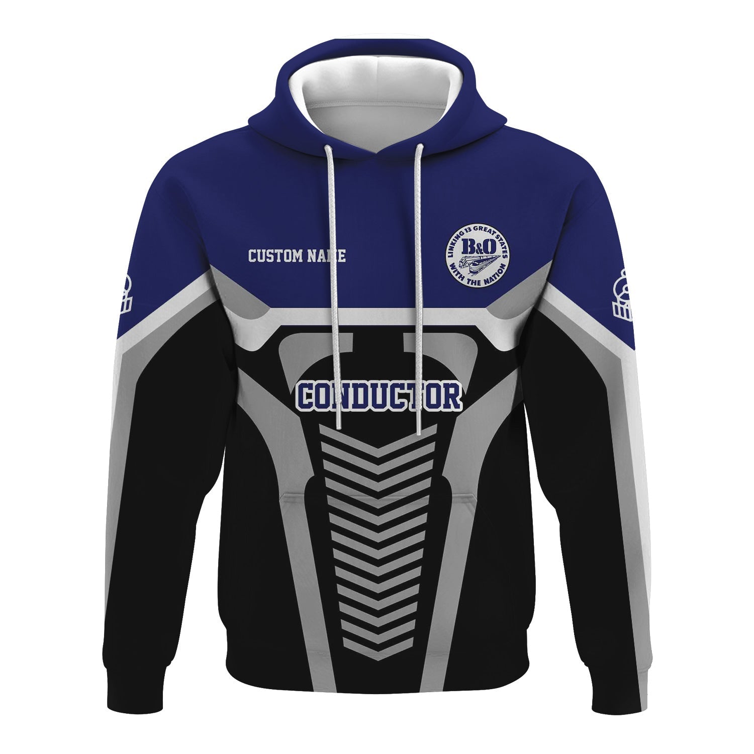 Railspirit Personalized B&O Great States Railroad Hoodie Track-Inspired with Custom Job Position Train Zip Up Hoodie