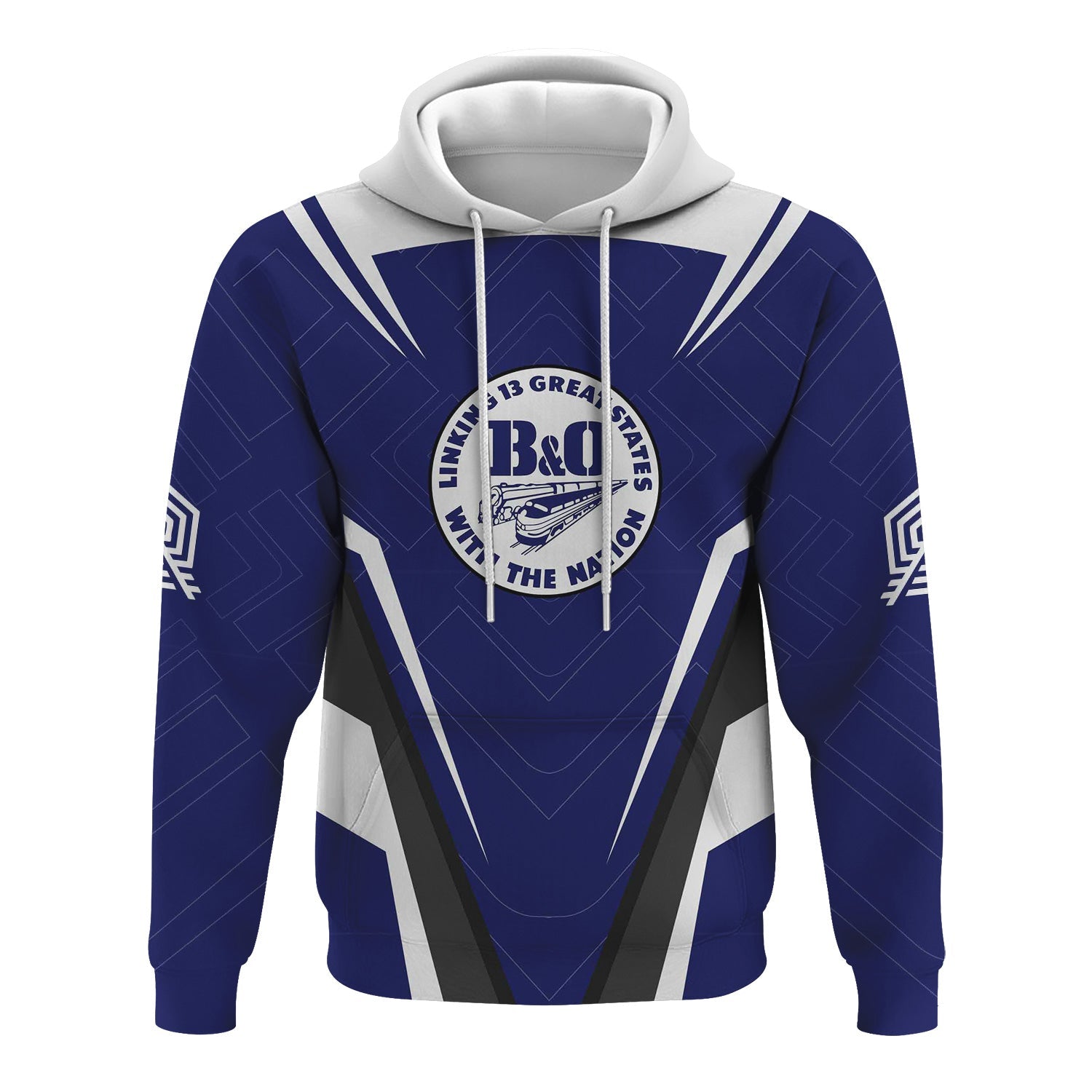 Railspirit Personalized B&O Great States Railroad Hoodie Railway Inspired Apparel Train Zip Up Hoodie For Train Lovers