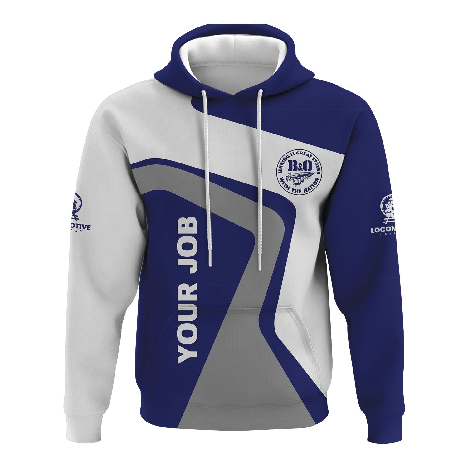 Railspirit Personalized B&O Great States Railroad Hoodie Unique Design with Custom Job Position Train Zip Up Hoodie