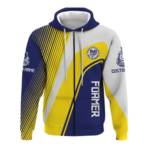 Railspirit Personalized B&O Great States Railroad Hoodie Vibrant Striking Style Zip Up Hoodie For Rail Enthusiasts