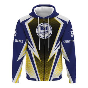 Railspirit Personalized B&O Great States Railroad Hoodie Lightning Graphic Style Zip Up Hoodie Gift Idea For Train Lover