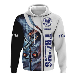 Railspirit Custom Name B&O Great States Railroad Hoodie Railroad Crossing Sign Printed Zip Hoodie