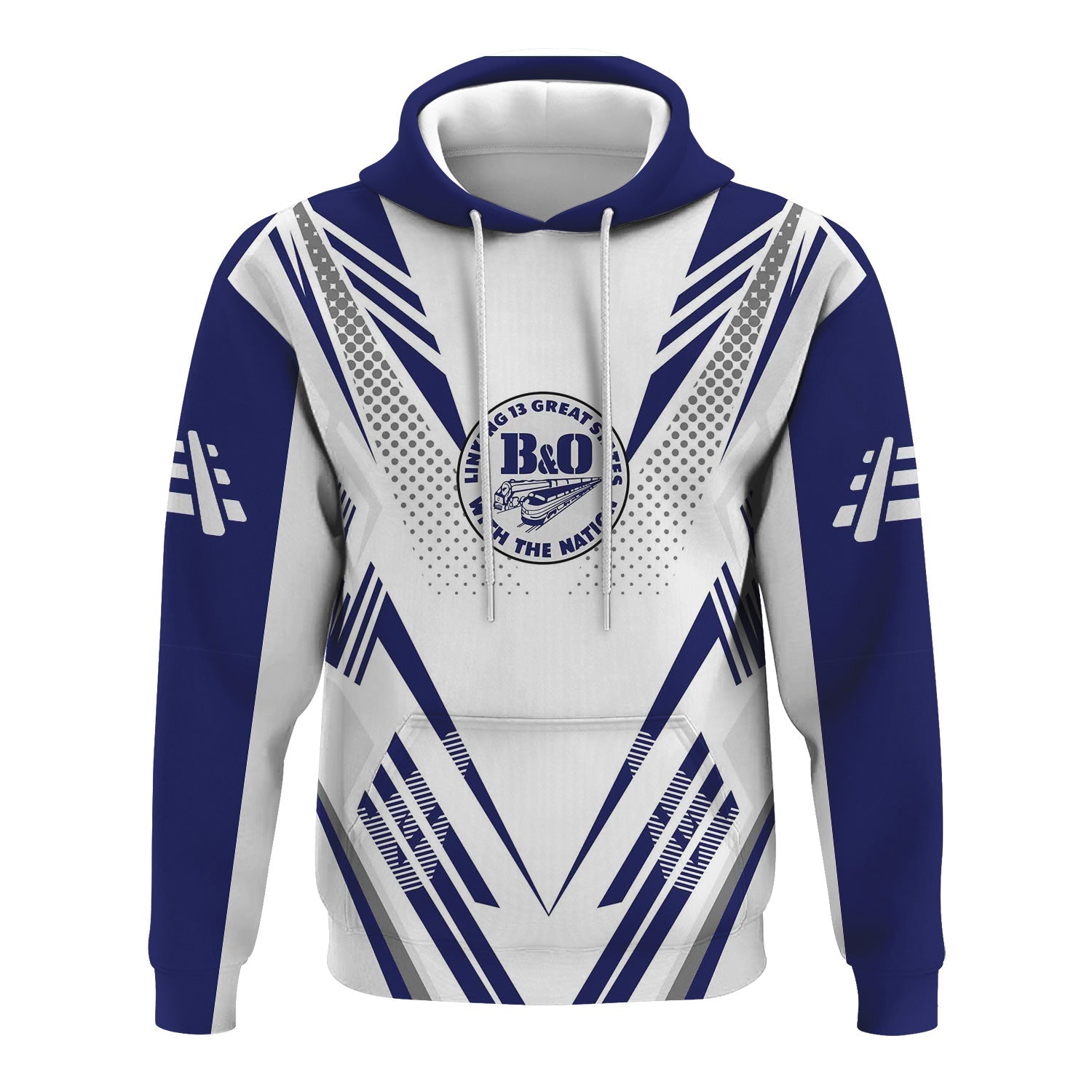 Railspirit Personalized B&O Great States Railroad Hoodie Railroad Tribute Design Train Zip Up Hoodie for Train Lovers