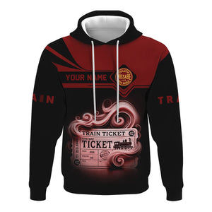 Railspirit Custom Name Duluth, Missabe, & Iron Range Railroad Hoodie American Train Ticket Printed Zip Hoodie