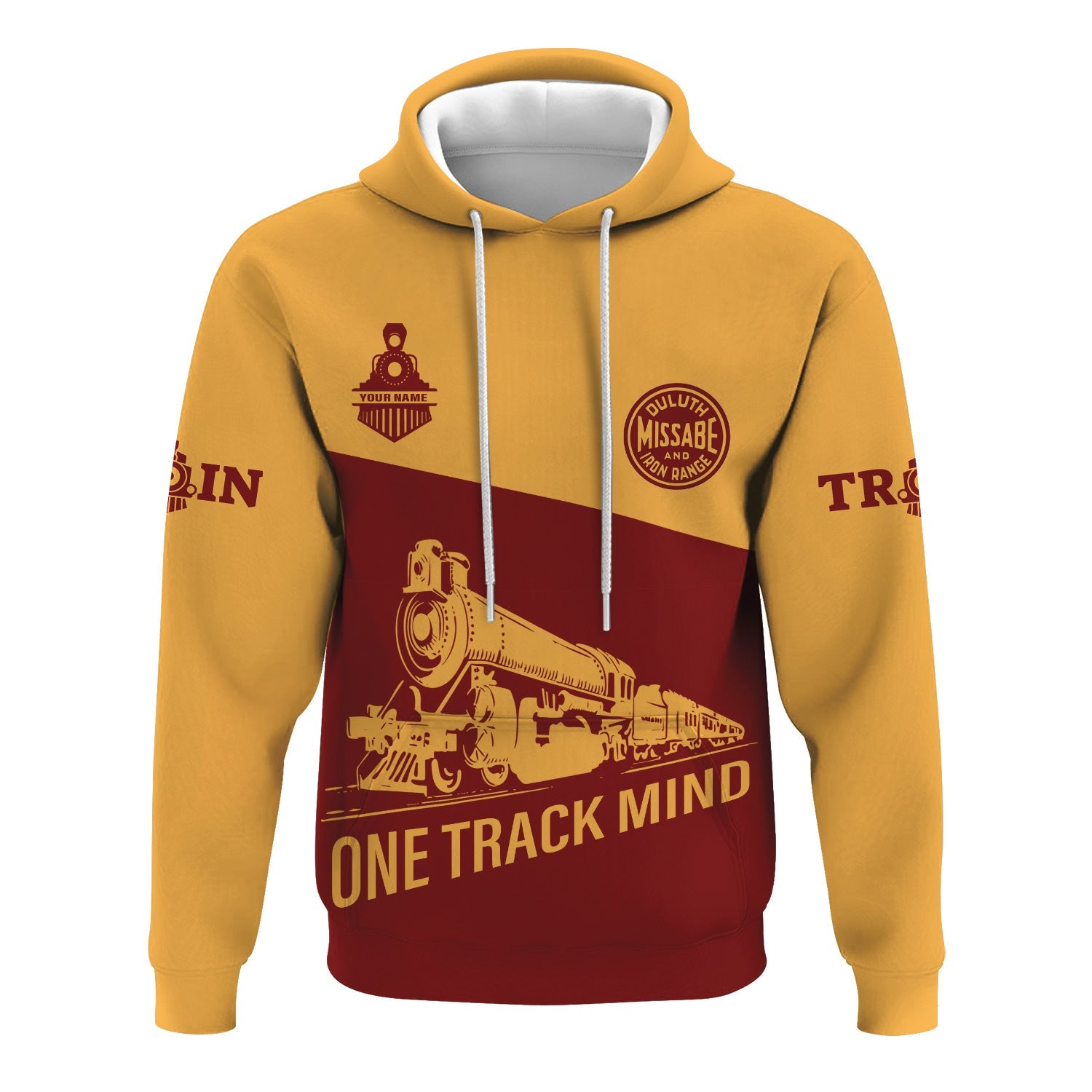 Railspirit Custom Name Duluth, Missabe, & Iron Range Railroad Hoodie One Track Mind Printed Zip Hoodie