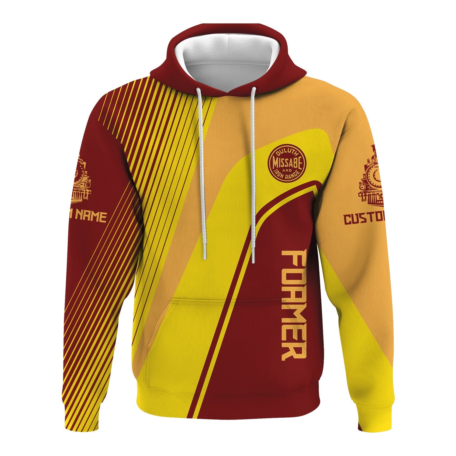 Railspirit Personalized Duluth, Missabe, & Iron Range Railroad Hoodie Vibrant Striking Style Zip Up Hoodie For Rail Enthusiasts