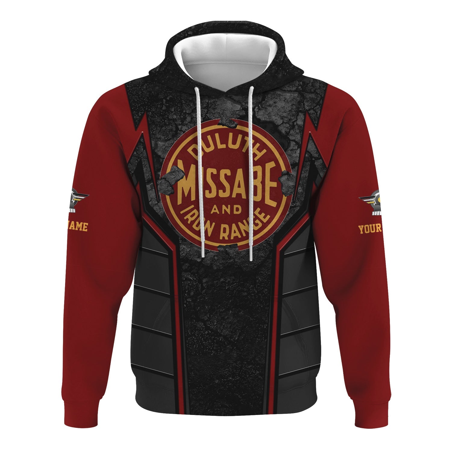 Railspirit Personalized Duluth, Missabe, & Iron Range Railroad Hoodie Cracked Metal Design Train Zip Up Hoodie for Rail Enthusiasts