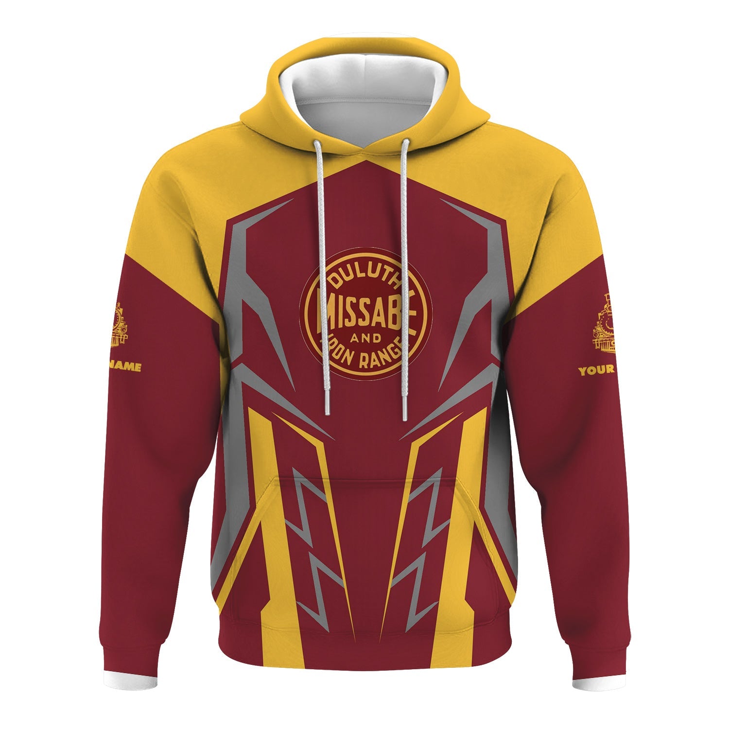 Railspirit Personalized Duluth, Missabe, & Iron Range Railroad Hoodie Futuristic Design with Custom Job Train Zip Up Hoodie