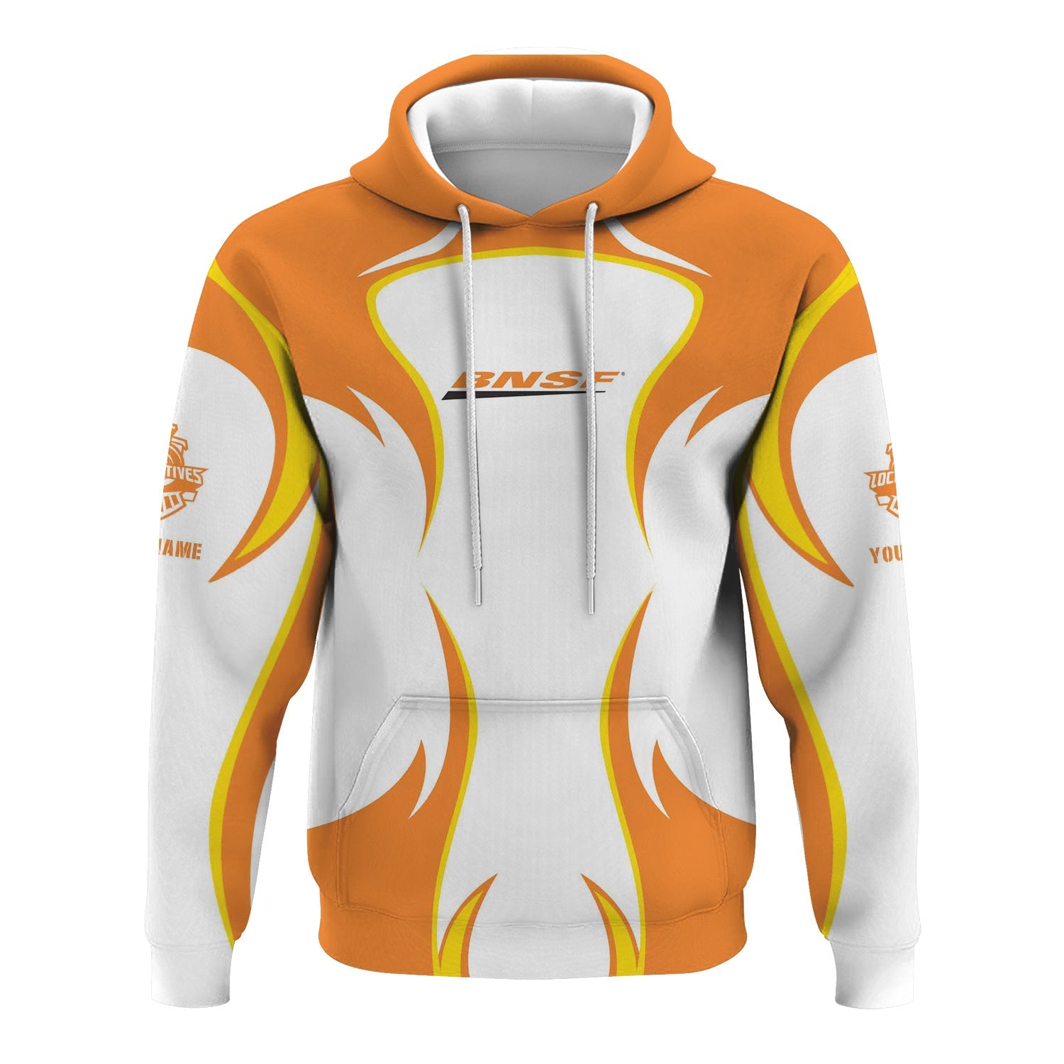 Railspirit Personalized BNSF Railway Hoodie Distinctive Flame Style Zip Up Hoodie For Steam Engine Addict