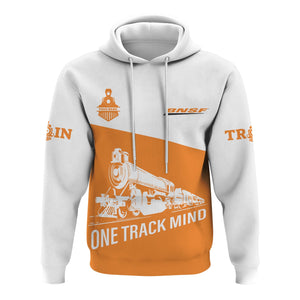 Railspirit Custom Name BNSF Railway Hoodie One Track Mind Printed Zip Hoodie