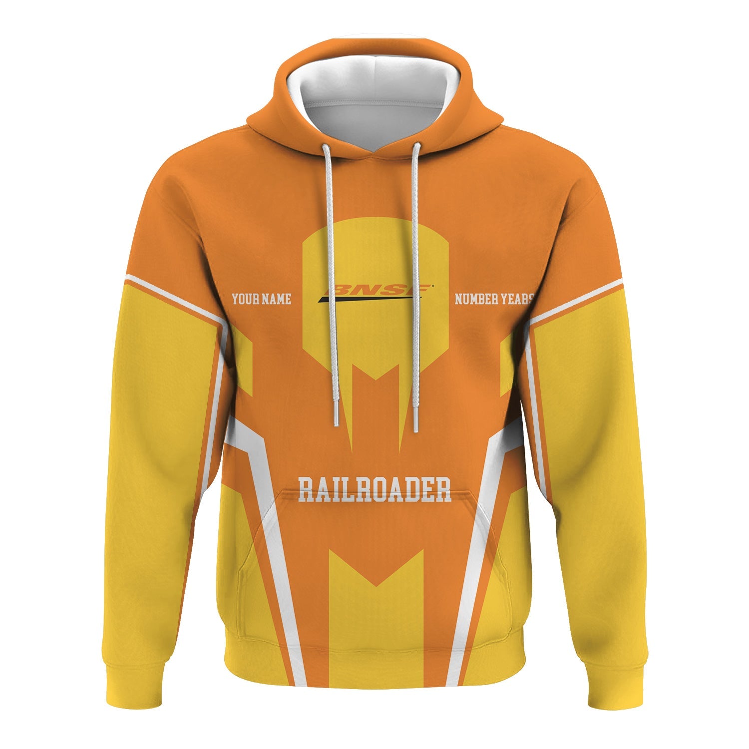 Railspirit Personalized BNSF Railway Hoodie Custom Year Railroader Zip Up Hoodie Gift Idea For Train Lover
