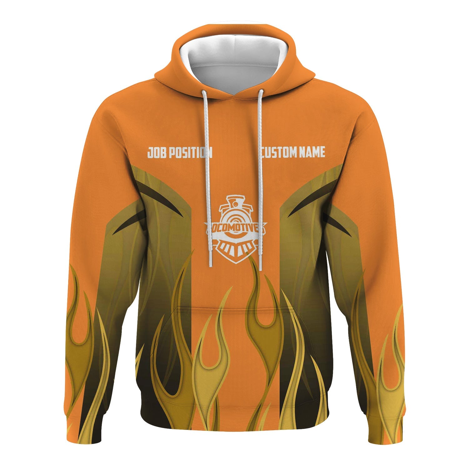 Railspirit Custom Name and Job Title BNSF Railway Hoodie Flame Graphic Train Zip Up Hoodie