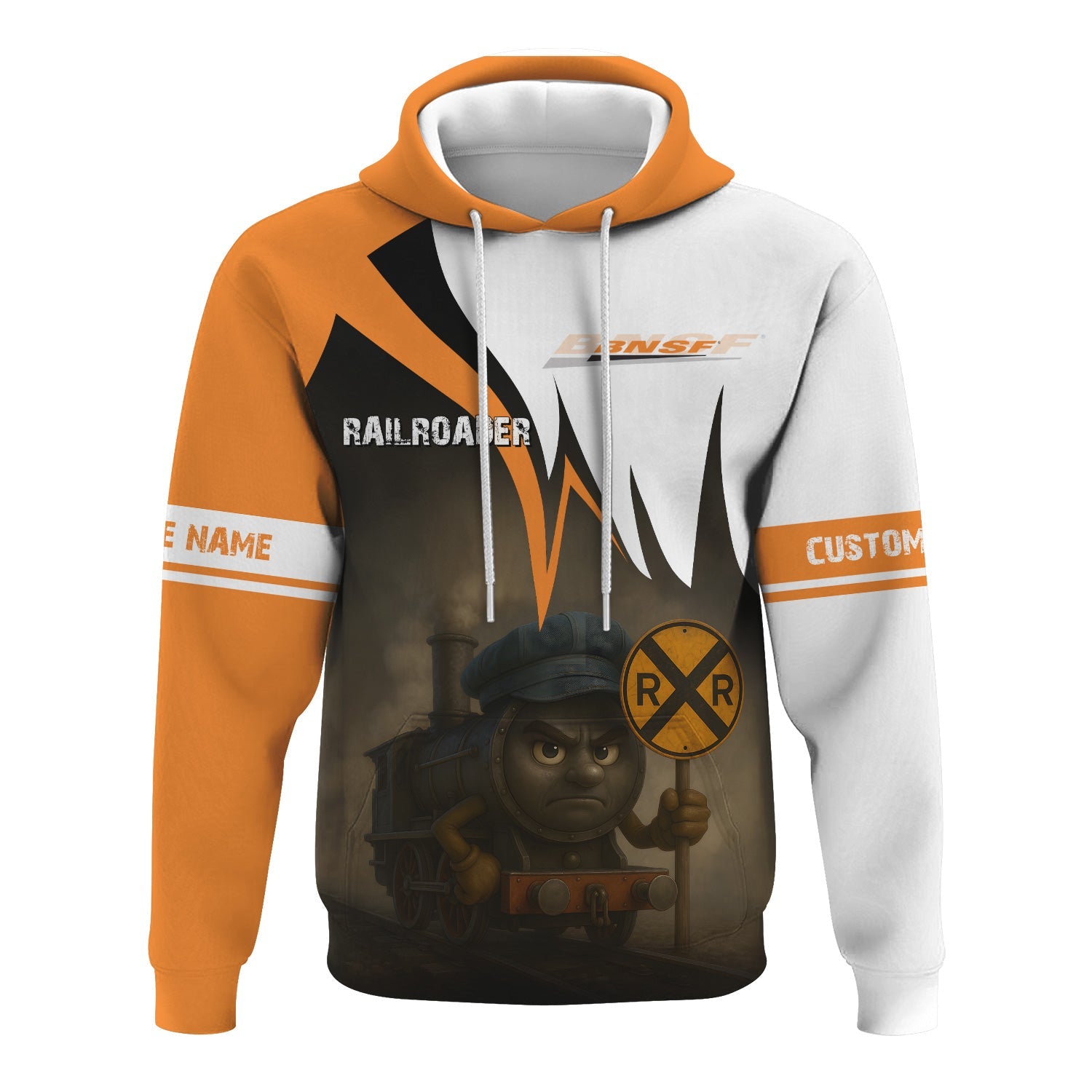 Railspirit Personalized BNSF Railway Hoodie Angry Train Hoodie Gift Idea For Train Lover