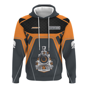 Railspirit Personalized BNSF Railway Hoodie Steam Locomotive Engine Graphic Train Zip Up Hoodie All Over Print